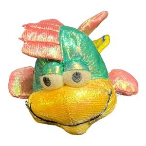 Vintage 1999 Kids II Green Puffer Fish Plush Toy 4”